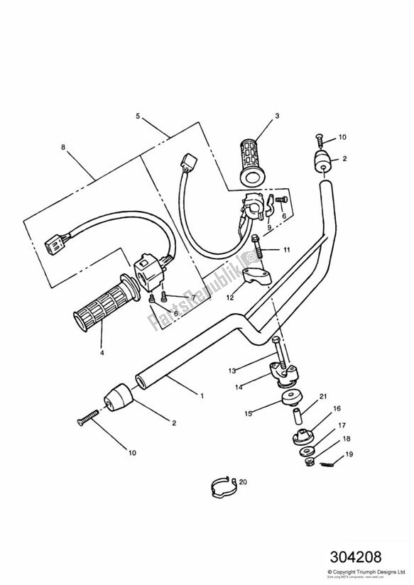 Toutes les pièces pour le Handlebars And Switches du Triumph Tiger 885 Carburettor VIN: > 71698 1994 - 1998