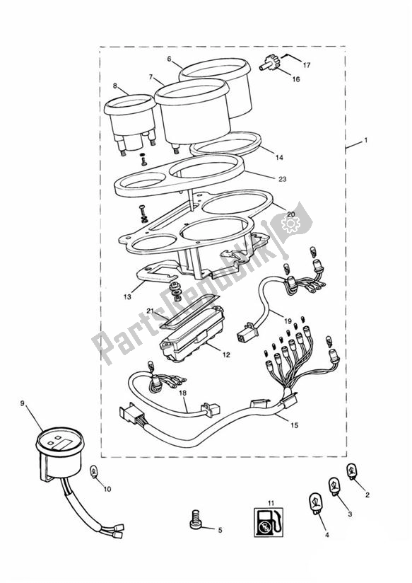 Toutes les pièces pour le Instruments du Triumph Tiger 885 Carburettor VIN: > 71698 1994 - 1998