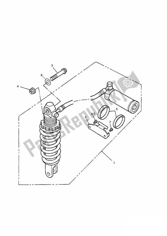 Todas as partes de Unidade De Suspensão Traseira do Triumph Tiger 885 Carburettor VIN: > 71698 1994 - 1998 Todas as partes de Unidade De Suspensão Traseira do Triumph Tiger 885 Carburettor VIN: > 71698 1994 - 1998