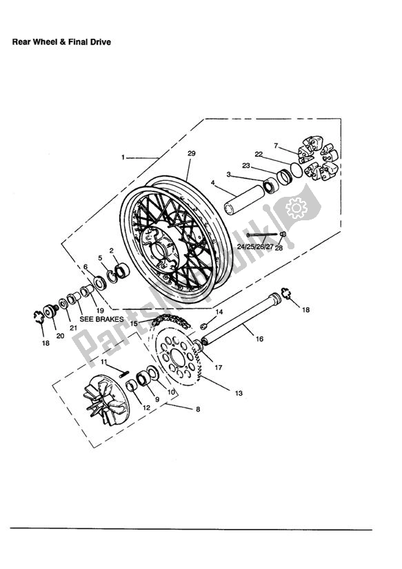 All parts for the Rear Wheel/final Drive of the Triumph Tiger 885 Carburettor VIN: > 71698 1994 - 1998