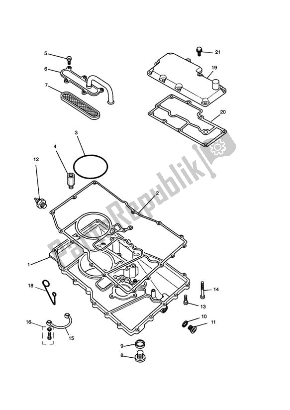 Alle onderdelen voor de Sump van de Triumph Tiger 885 Carburettor VIN: > 71698 1994 - 1998