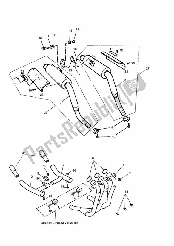 Alle onderdelen voor de Uitlaatsysteem van de Triumph Tiger 885 Carburettor VIN: > 71698 1994 - 1998