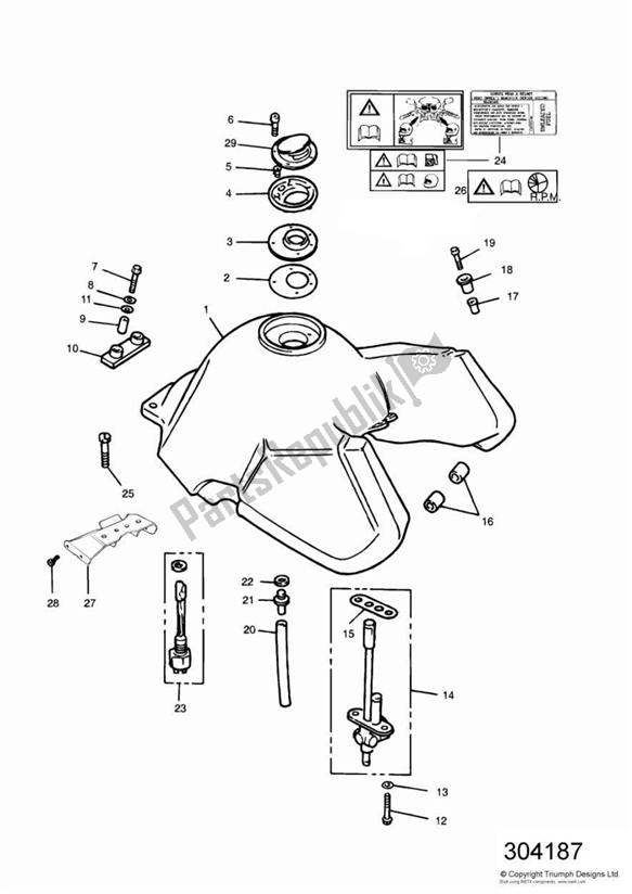 All parts for the Fuel Tank And Fittings of the Triumph Tiger 885 Carburettor VIN: > 71698 1994 - 1998