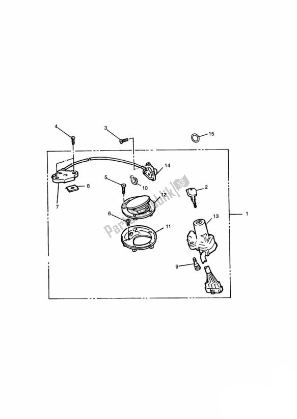 Alle onderdelen voor de Ignition Switch/seat Lock van de Triumph Tiger 885 Carburettor VIN: > 71698 1994 - 1998