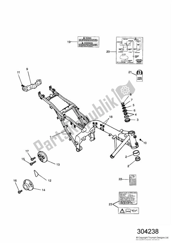 All parts for the Main Frame & Fittings of the Triumph Tiger 885 Carburettor VIN: > 71698 1994 - 1998