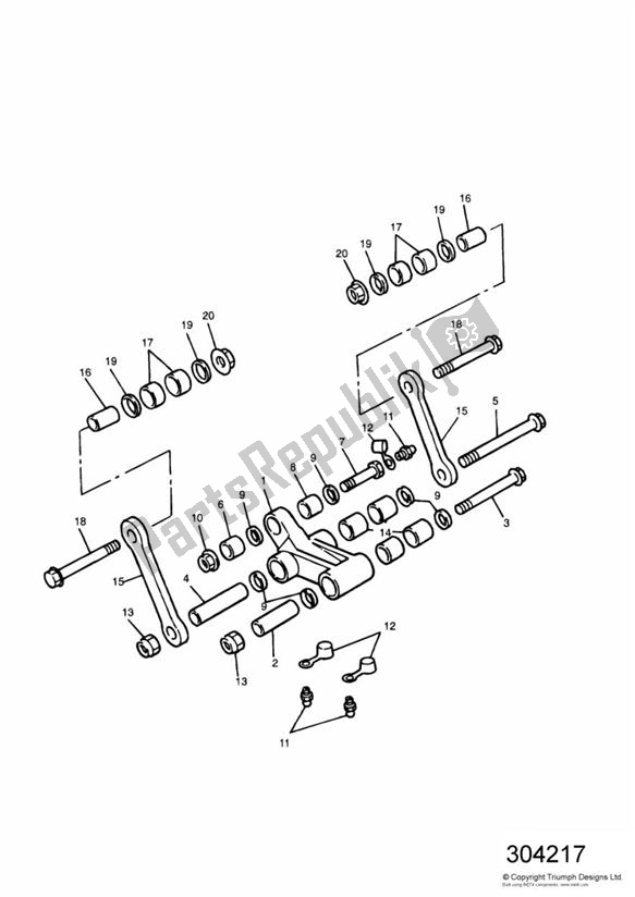 Alle onderdelen voor de Achterwielophanging van de Triumph Tiger 885 Carburettor VIN: > 71698 1994 - 1998