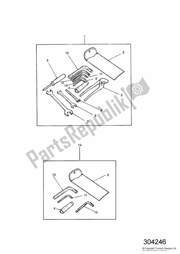 Alle onderdelen voor de Gereedschapsset van de Triumph Tiger 885 Carburettor VIN: > 71698 1994 - 1998