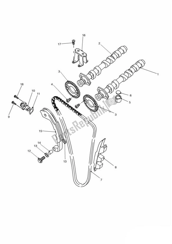 Toutes les pièces pour le Camshaft And Drive du Triumph Tiger 885I VIN: 71699-124105 1999 - 2001