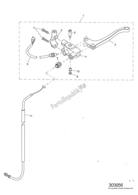 All parts for the Control Cables of the Triumph Tiger 885I VIN: 71699-124105 1999 - 2001