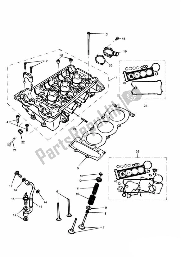 All parts for the Cylinder Head And Valves of the Triumph Tiger 885I VIN: 71699-124105 1999 - 2001