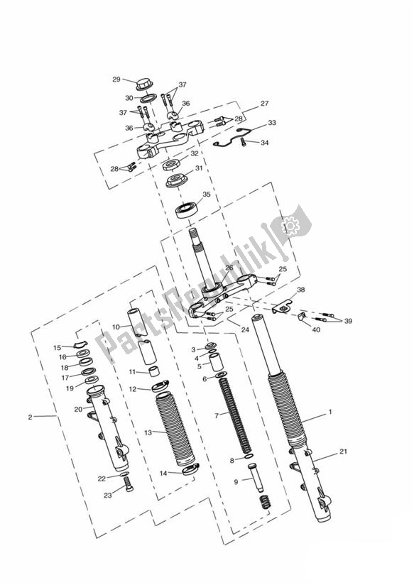 All parts for the Front Forks And Yokes of the Triumph Tiger 885I VIN: 71699-124105 1999 - 2001