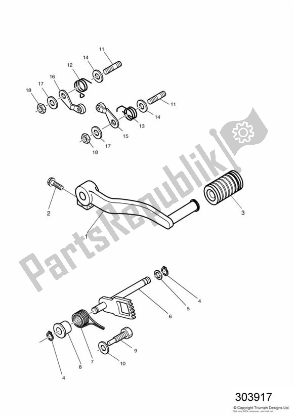 Todas las partes para Gear Change Pedal de Triumph Tiger 885I VIN: 71699-124105 1999 - 2001