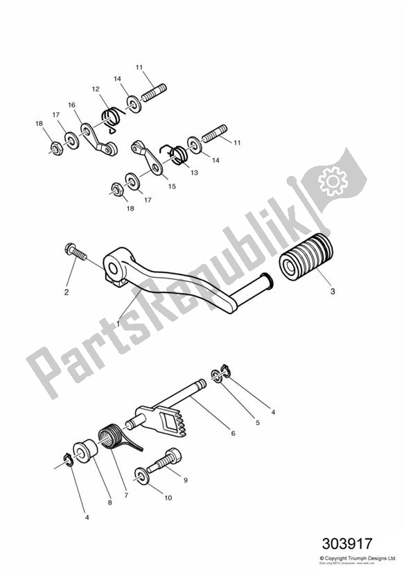 All parts for the Gear Change Pedal of the Triumph Tiger 885I VIN: 71699-124105 1999 - 2001