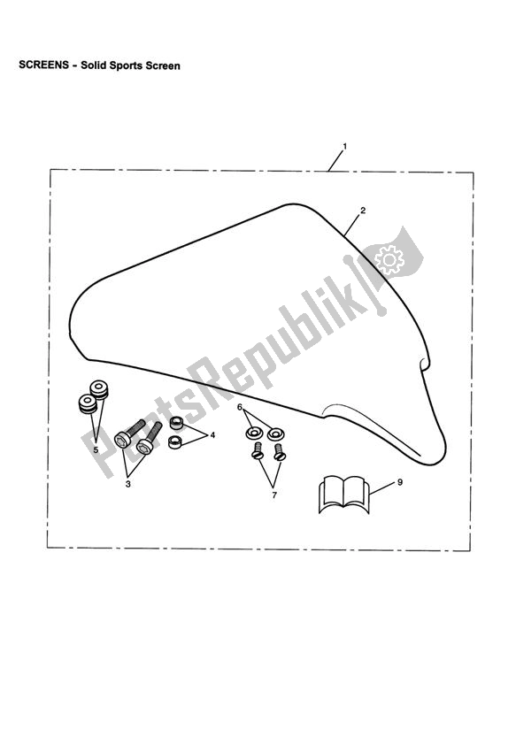 All parts for the Solid Sports Screen of the Triumph Tiger 885I VIN: 71699-124105 1999 - 2001