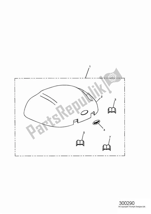 Tutte le parti per il Top Box Lid Kit del Triumph Tiger 885I VIN: 71699-124105 1999 - 2001