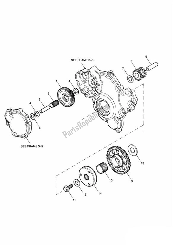 All parts for the Alternator/ Starter Drive Gears of the Triumph Tiger 955I VIN: 124106-198874 2002 - 2004