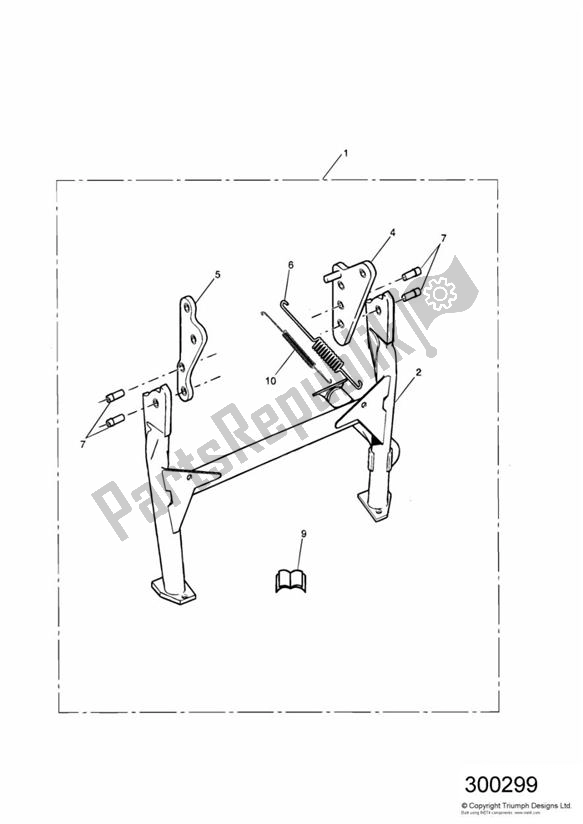 All parts for the Centre Stand of the Triumph Tiger 955I VIN: 124106-198874 2002 - 2004