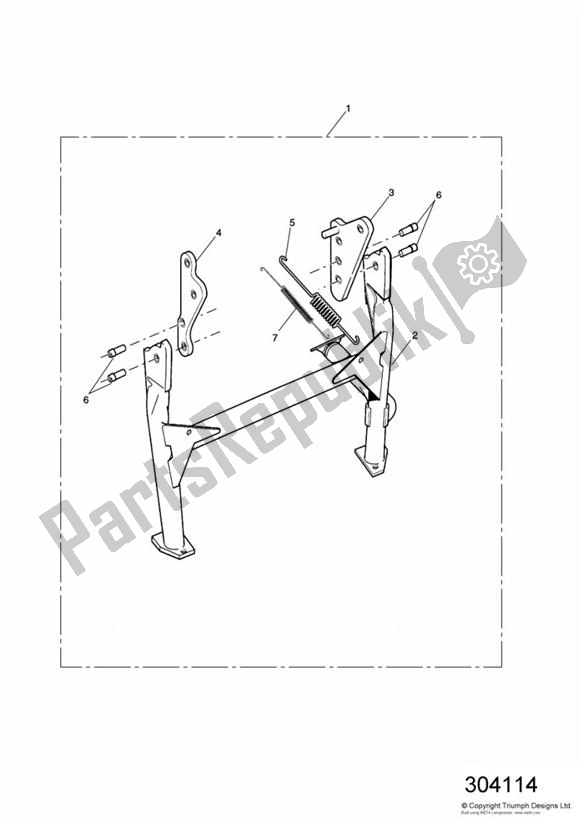 Todas las partes para Centrestand De,es,it,jp,nl,nz,se & Uk 186151 > de Triumph Tiger 955I VIN: 124106-198874 2002 - 2004