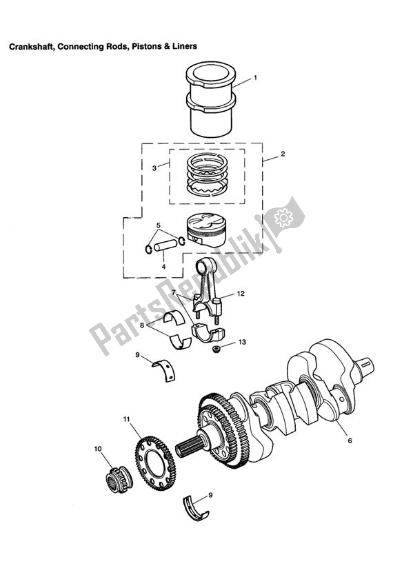 Todas las partes para Crankshaft/conn Rod/pistons And Liners de Triumph Tiger 955I VIN: 124106-198874 2002 - 2004