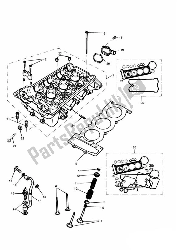 All parts for the Cylinder Head And Valves of the Triumph Tiger 955I VIN: 124106-198874 2002 - 2004