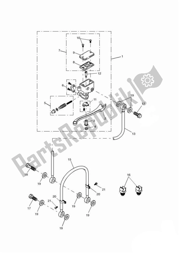 All parts for the Front Brake Master Cylinder of the Triumph Tiger 955I VIN: 124106-198874 2002 - 2004