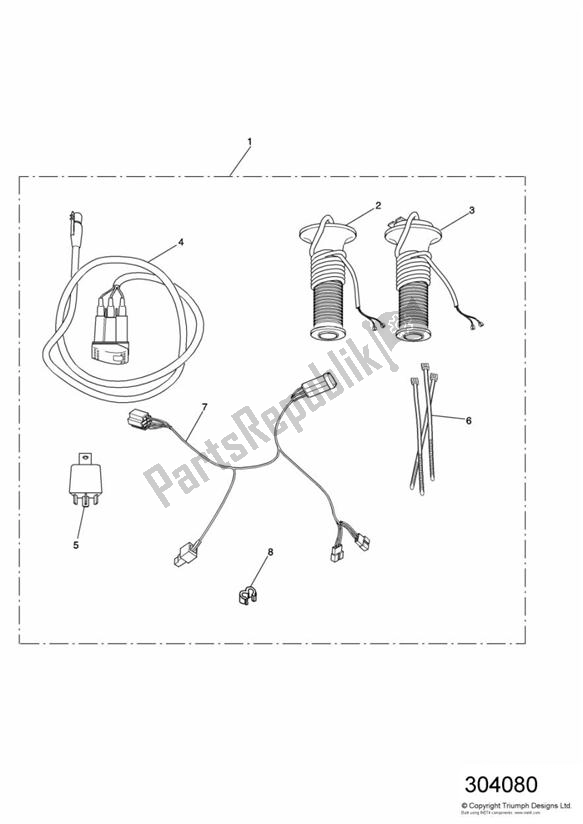 All parts for the Heated Handlebar Grips De,es,it,jp,nl,se & Uk 186151 > of the Triumph Tiger 955I VIN: 124106-198874 2002 - 2004