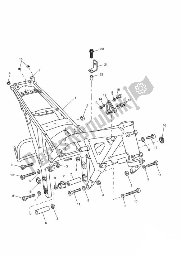 All parts for the Main Frame & Fittings of the Triumph Tiger 955I VIN: 124106-198874 2002 - 2004