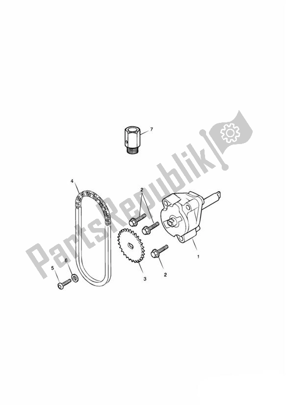All parts for the Oil Pump/drive of the Triumph Tiger 955I VIN: 124106-198874 2002 - 2004