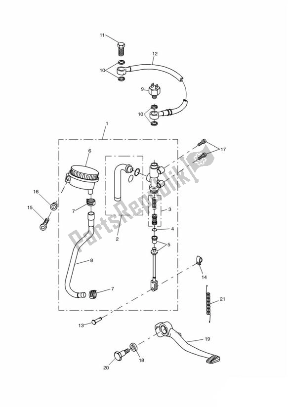 Todas las partes para Cilindro Maestro Del Freno Trasero de Triumph Tiger 955I VIN: 124106-198874 2002 - 2004