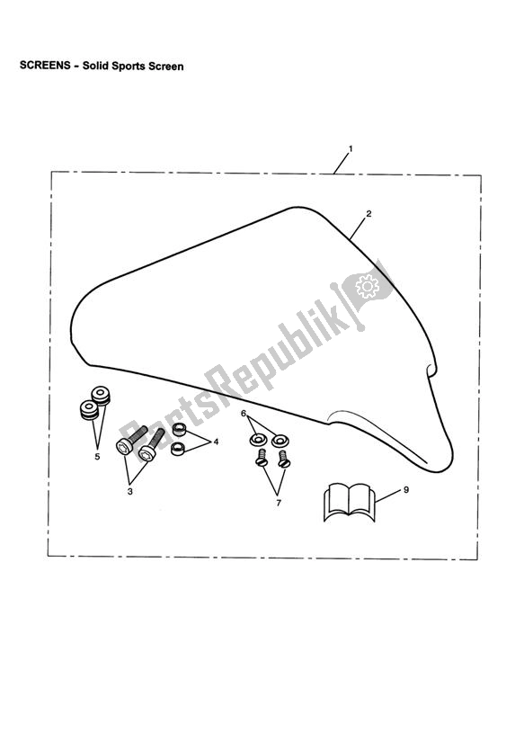 All parts for the Solid Sports Screen of the Triumph Tiger 955I VIN: 124106-198874 2002 - 2004