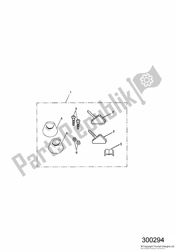 All parts for the Top Box Spacer Kit of the Triumph Tiger 955I VIN: 124106-198874 2002 - 2004