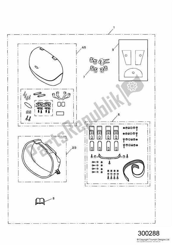 Tutte le parti per il 2 Box Pannier System del Triumph Tiger 955I VIN: 198875 > 2005 - 2006