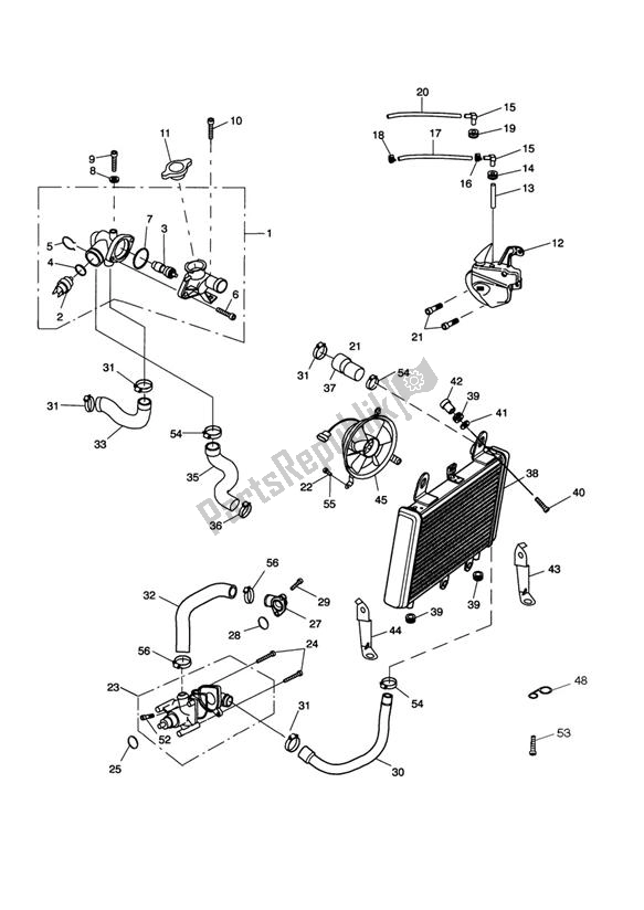 Todas las partes para Sistema De Refrigeración de Triumph Tiger 955I VIN: 198875 > 2005 - 2006