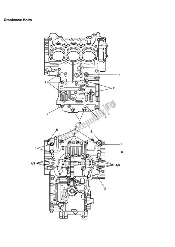 Tutte le parti per il Bulloni Del Basamento del Triumph Tiger 955I VIN: 198875 > 2005 - 2006