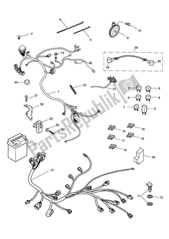 Tutte le parti per il Materiale Elettrico del Triumph Tiger 955I VIN: 198875 > 2005 - 2006