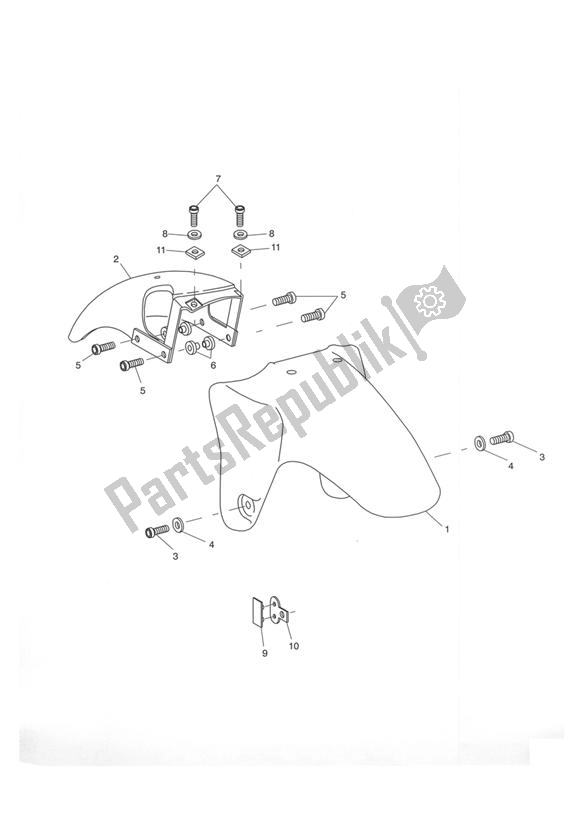 Tutte le parti per il Parafango Anteriore del Triumph Tiger 955I VIN: 198875 > 2005 - 2006