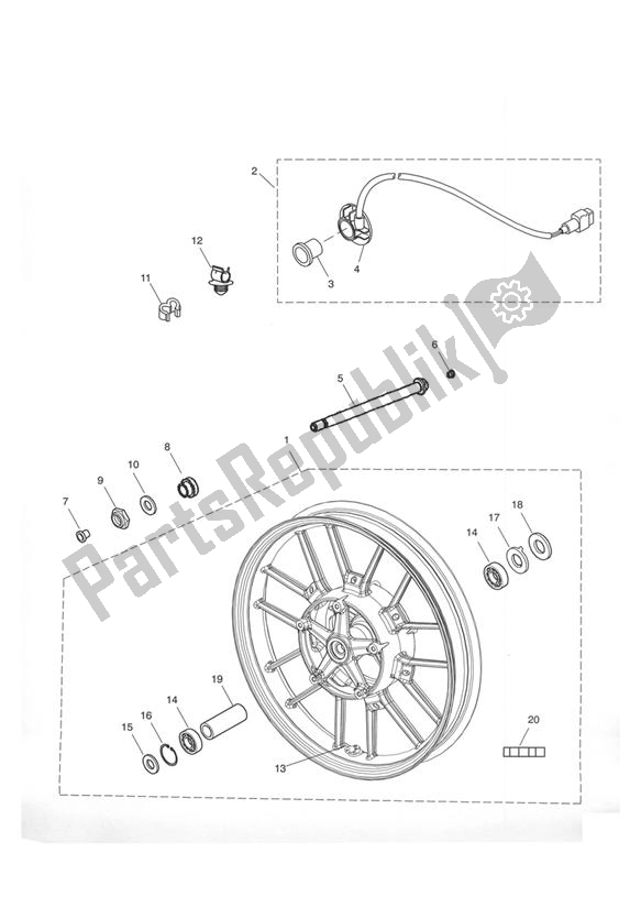 Todas las partes para Rueda Delantera de Triumph Tiger 955I VIN: 198875 > 2005 - 2006