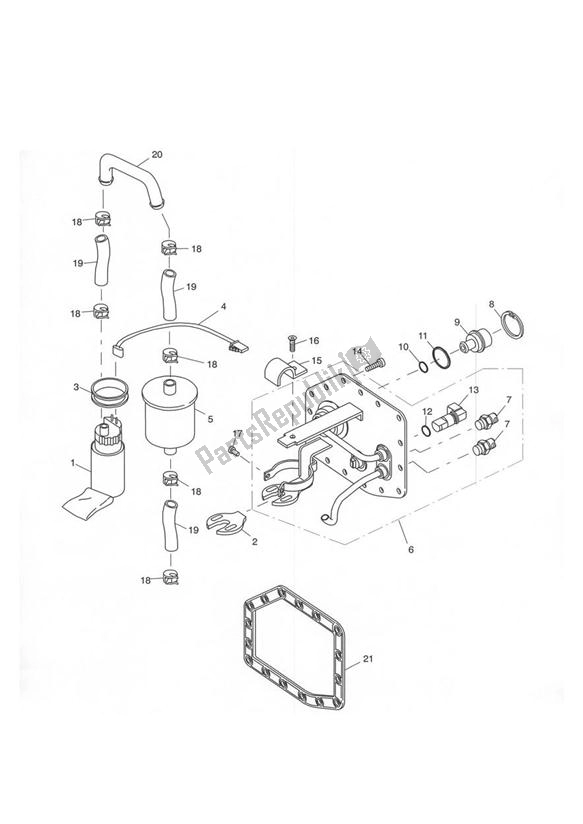 Toutes les pièces pour le Fuel Pump & Filter > Eng No 207446 du Triumph Tiger 955I VIN: 198875 > 2005 - 2006