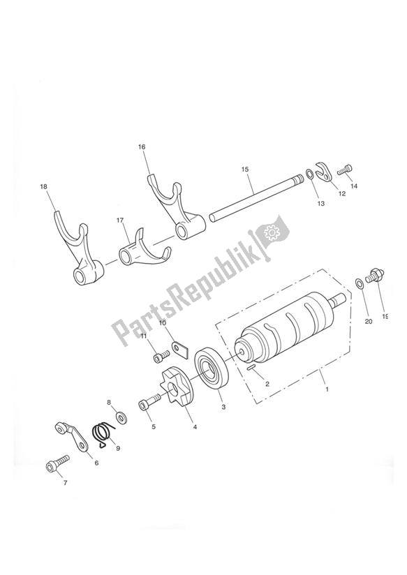 Toutes les pièces pour le Tambour Sélecteur De Vitesse du Triumph Tiger 955I VIN: 198875 > 2005 - 2006