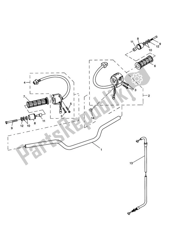 Todas as partes de Handlebars & Switchgear do Triumph Tiger 955I VIN: 198875 > 2005 - 2006