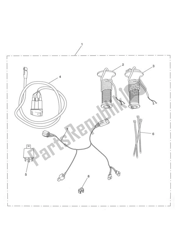 Todas las partes para Heated Handlebar Grips - De,es,gr,it,jp,nl,se & Uk - All Vins 234372 > Za de Triumph Tiger 955I VIN: 198875 > 2005 - 2006