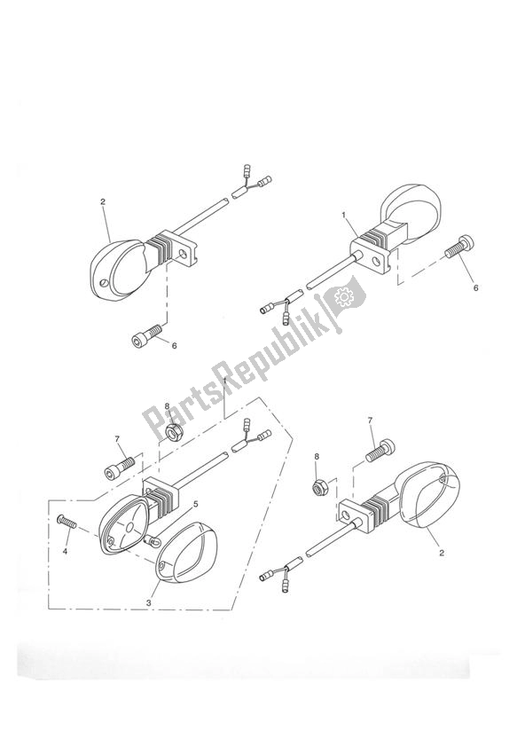 All parts for the Indicators of the Triumph Tiger 955I VIN: 198875 > 2005 - 2006