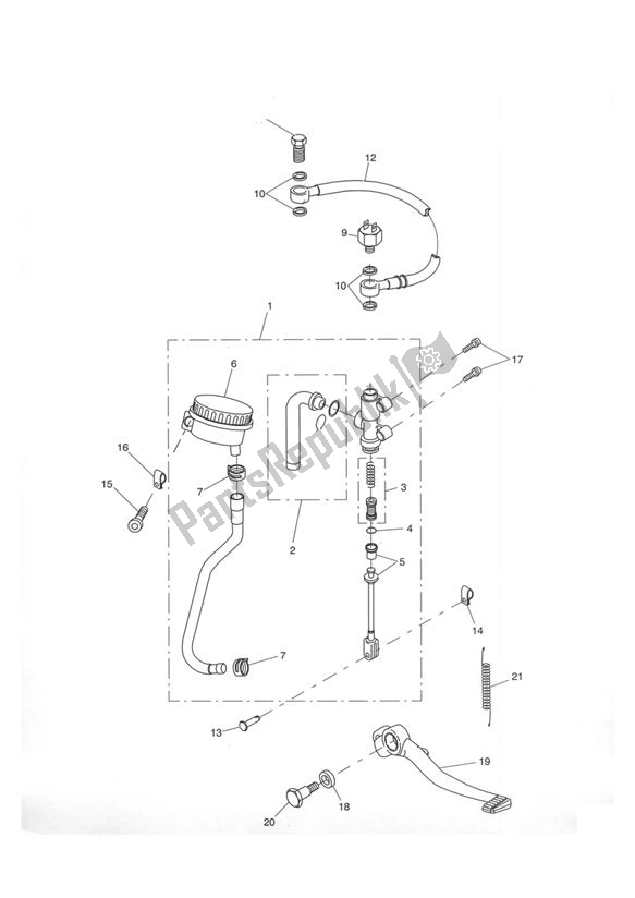 Todas las partes para Cilindro Maestro Del Freno Trasero de Triumph Tiger 955I VIN: 198875 > 2005 - 2006