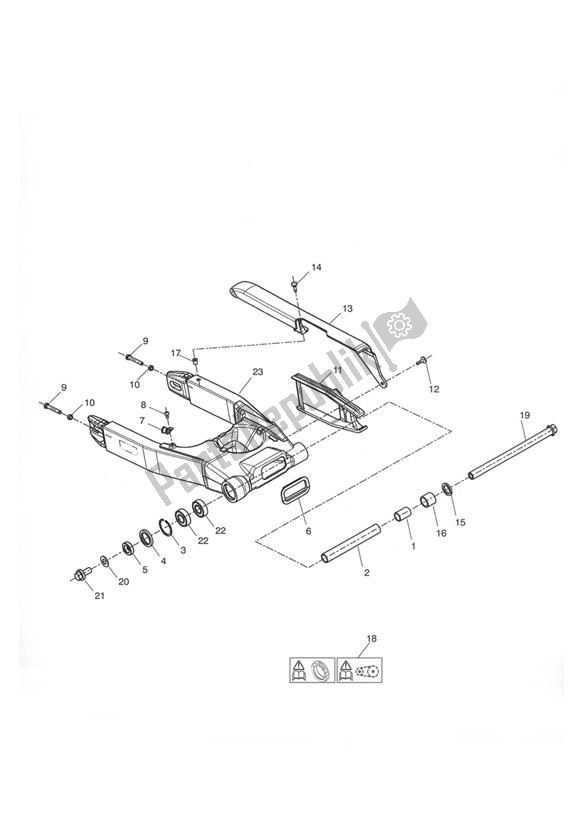 Toutes les pièces pour le Bras Oscillant Arrière du Triumph Tiger 955I VIN: 198875 > 2005 - 2006