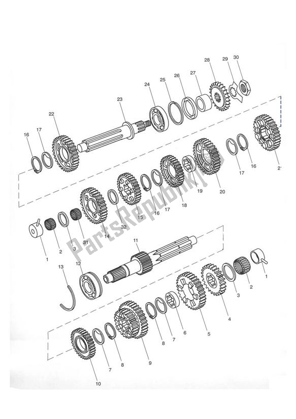 Tutte le parti per il Transmission > Eng No 220357 del Triumph Tiger 955I VIN: 198875 > 2005 - 2006