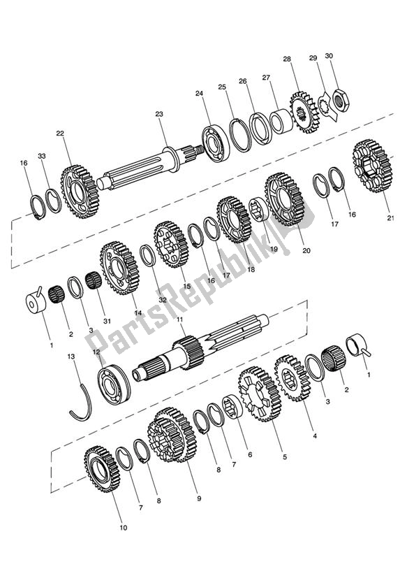 Toutes les pièces pour le Transmission Eng No 220358 > du Triumph Tiger 955I VIN: 198875 > 2005 - 2006