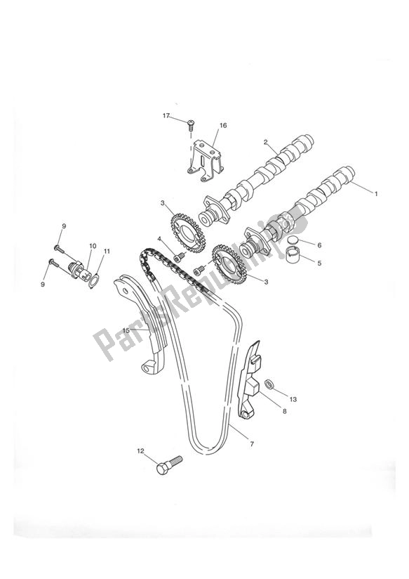 All parts for the Camshaft & Camshaft Drive of the Triumph Tiger 955I VIN: 198875 > 2005 - 2006