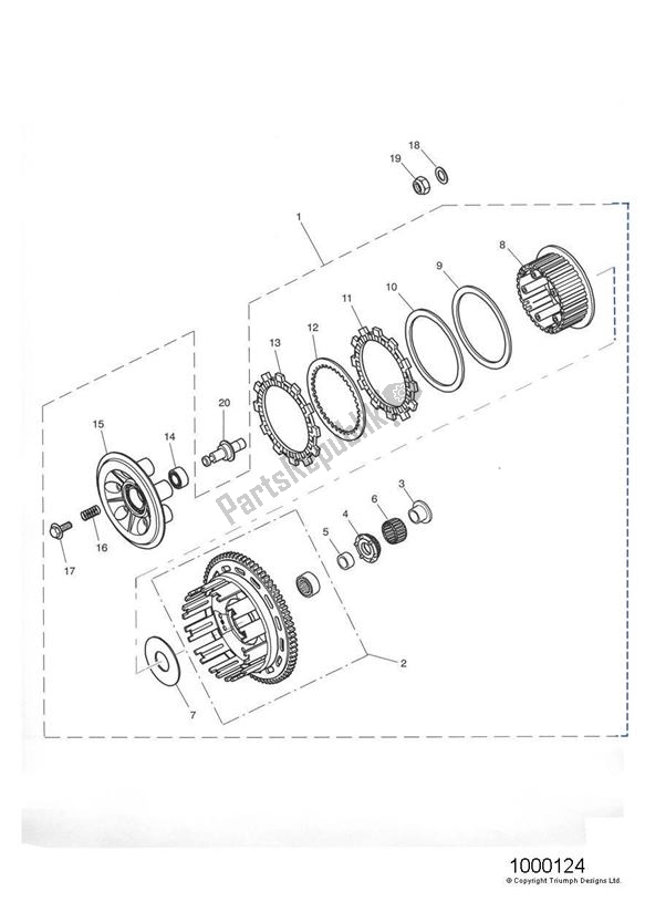 All parts for the Clutch > Eng No 232538 of the Triumph Tiger 955I VIN: 198875 > 2005 - 2006