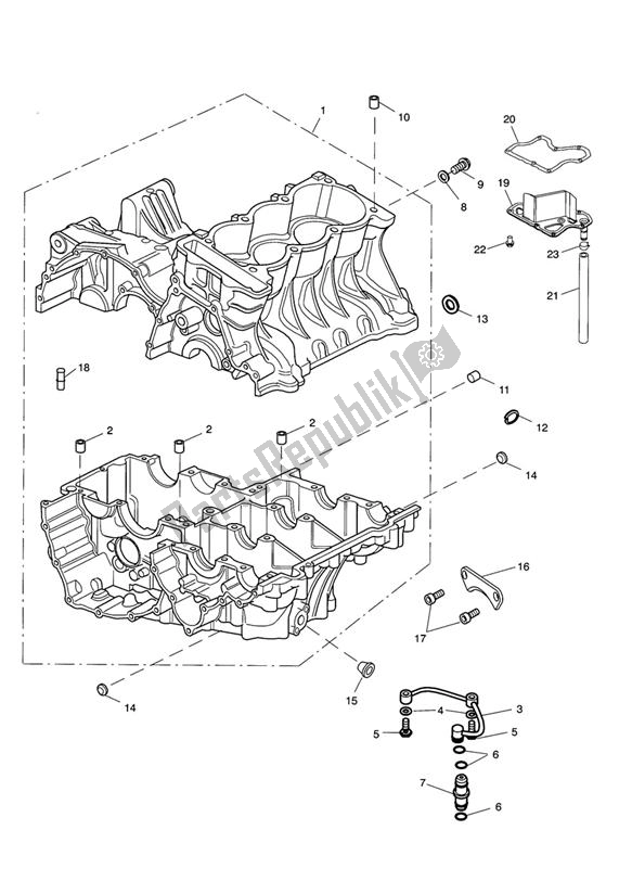 All parts for the Crankcase & Fittings of the Triumph Tiger 955I VIN: 198875 > 2005 - 2006