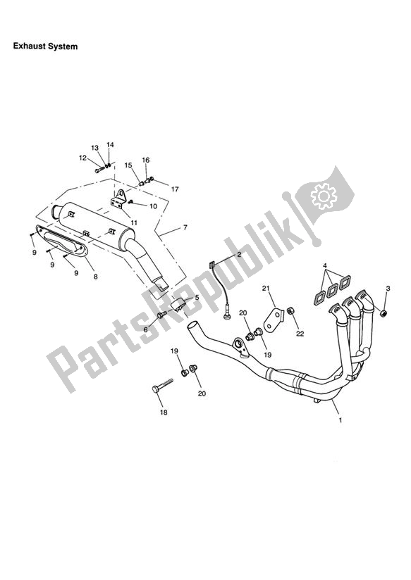 All parts for the Exhaust System of the Triumph Tiger 955I VIN: 198875 > 2005 - 2006
